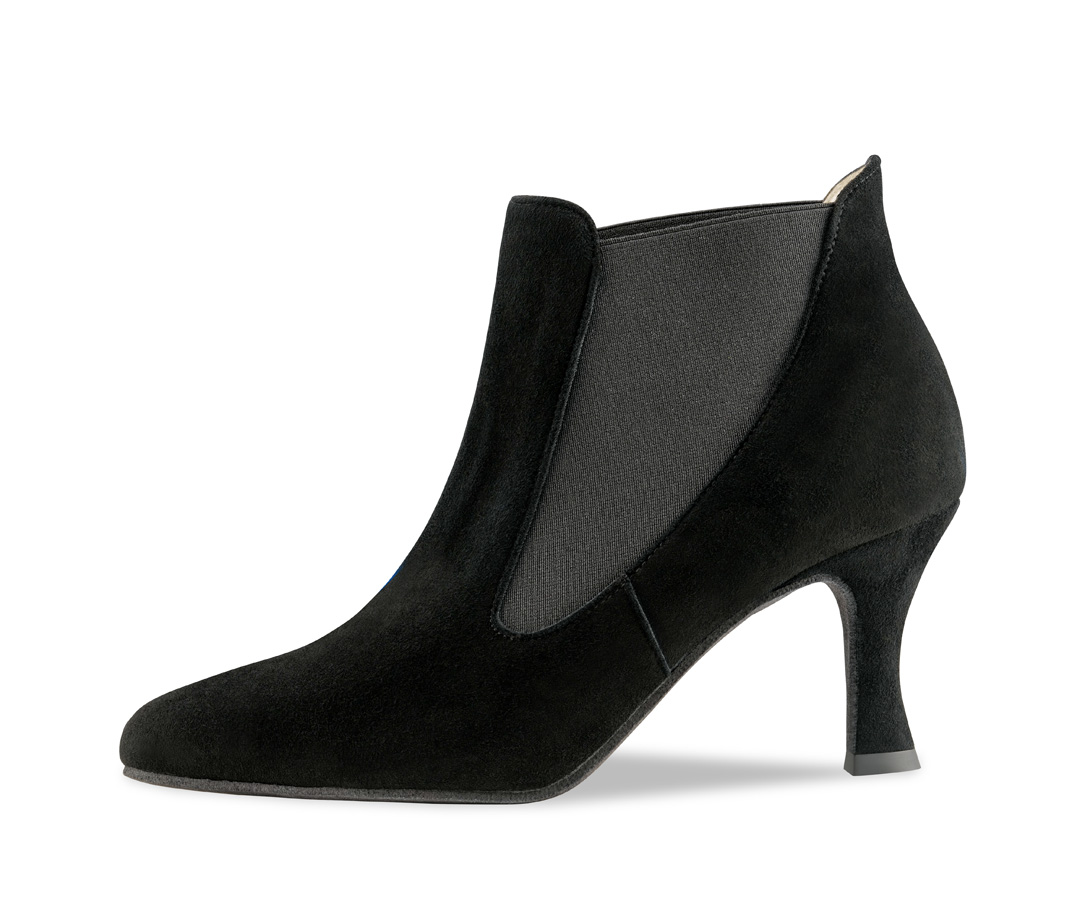 Dance ankle boot Carina in black suede with elasticated inserts and 6.5 cm heel by Werner Kern.