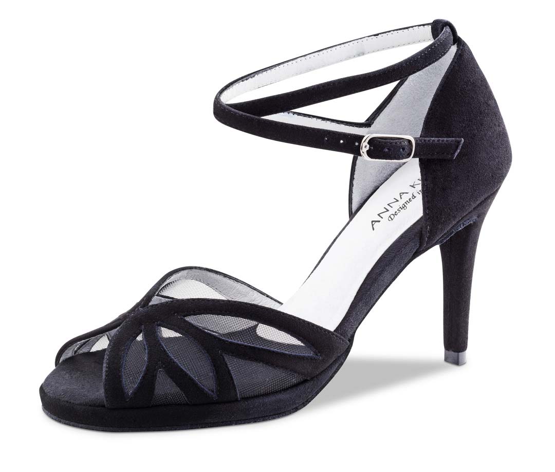 black ladies dance shoe by Anna Kern with ankle strap