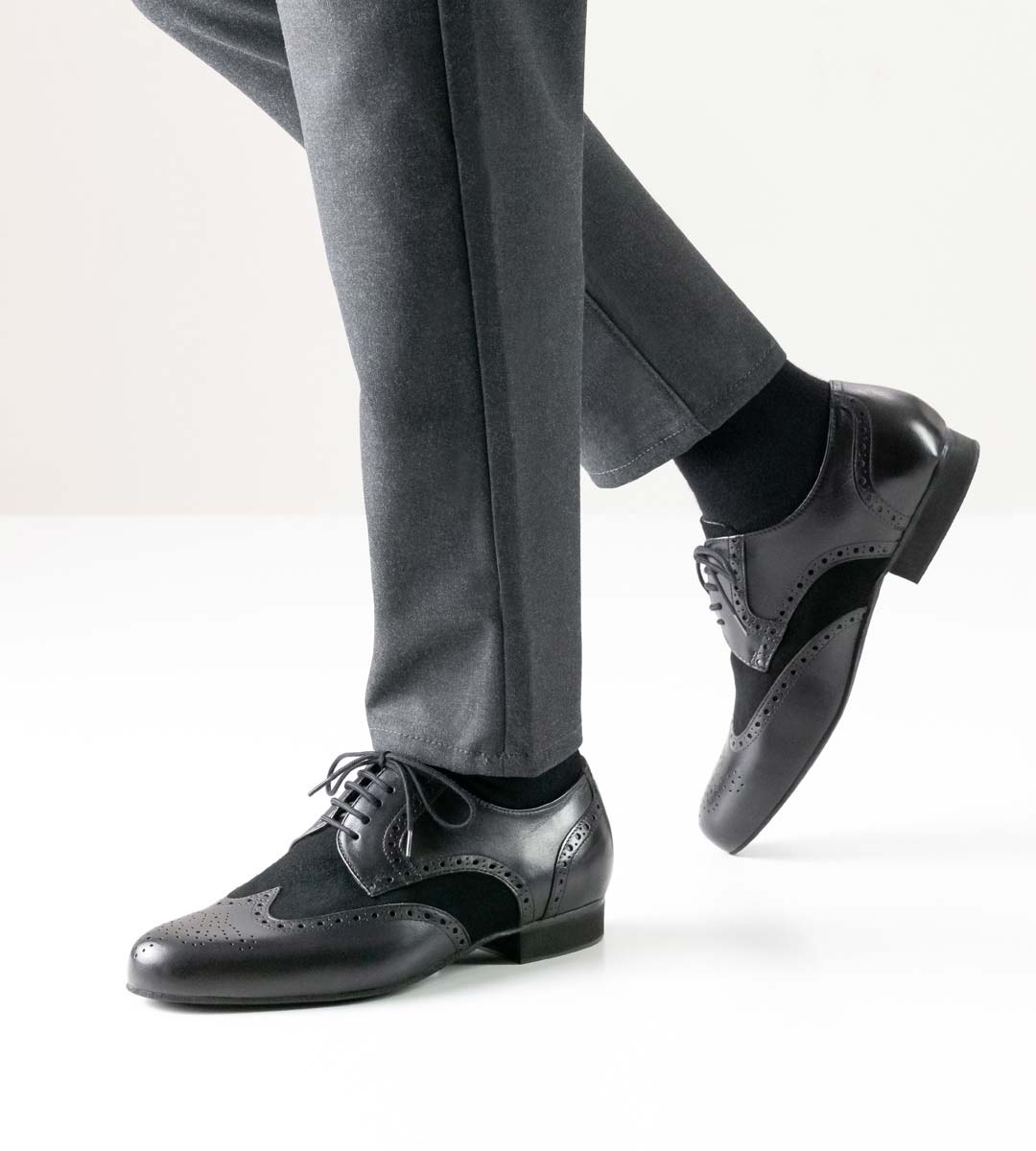 black men's dance shoe in velour for wide feet