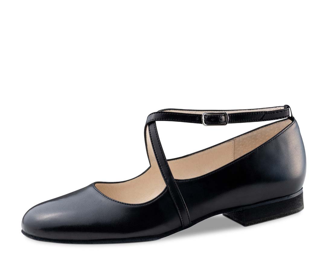 1.5 cm flat ladies' dance shoe in black leather