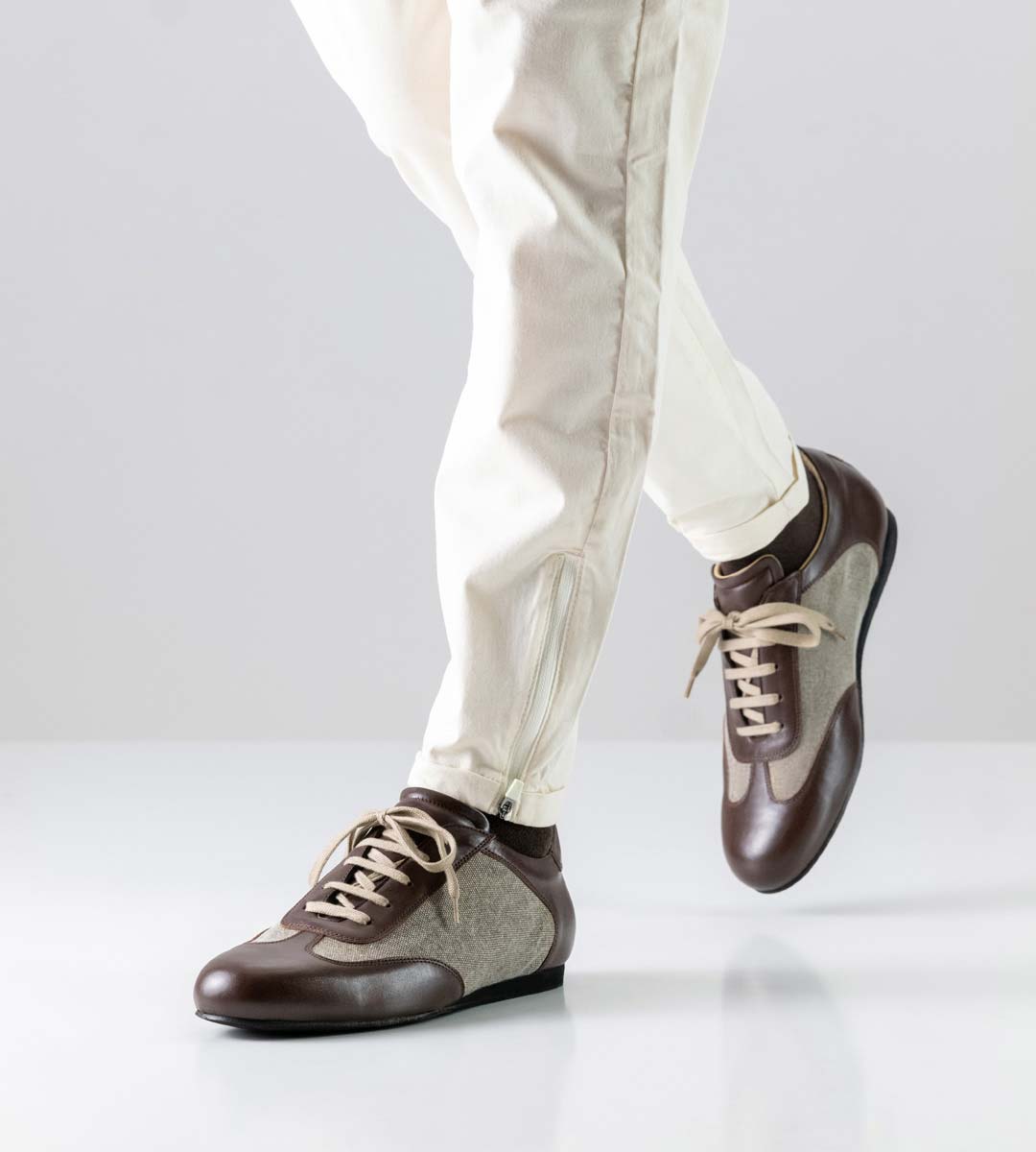 Werner Kern men's dance shoe in leather and canvas in brown